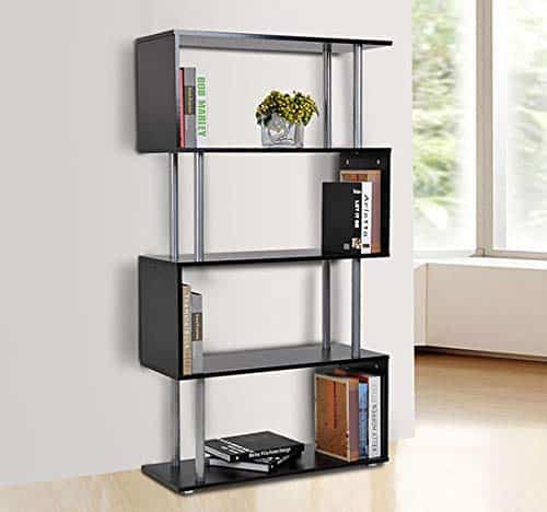 Wooden S Shape Bookcase Bookshelf Dividers Storage Display Unit